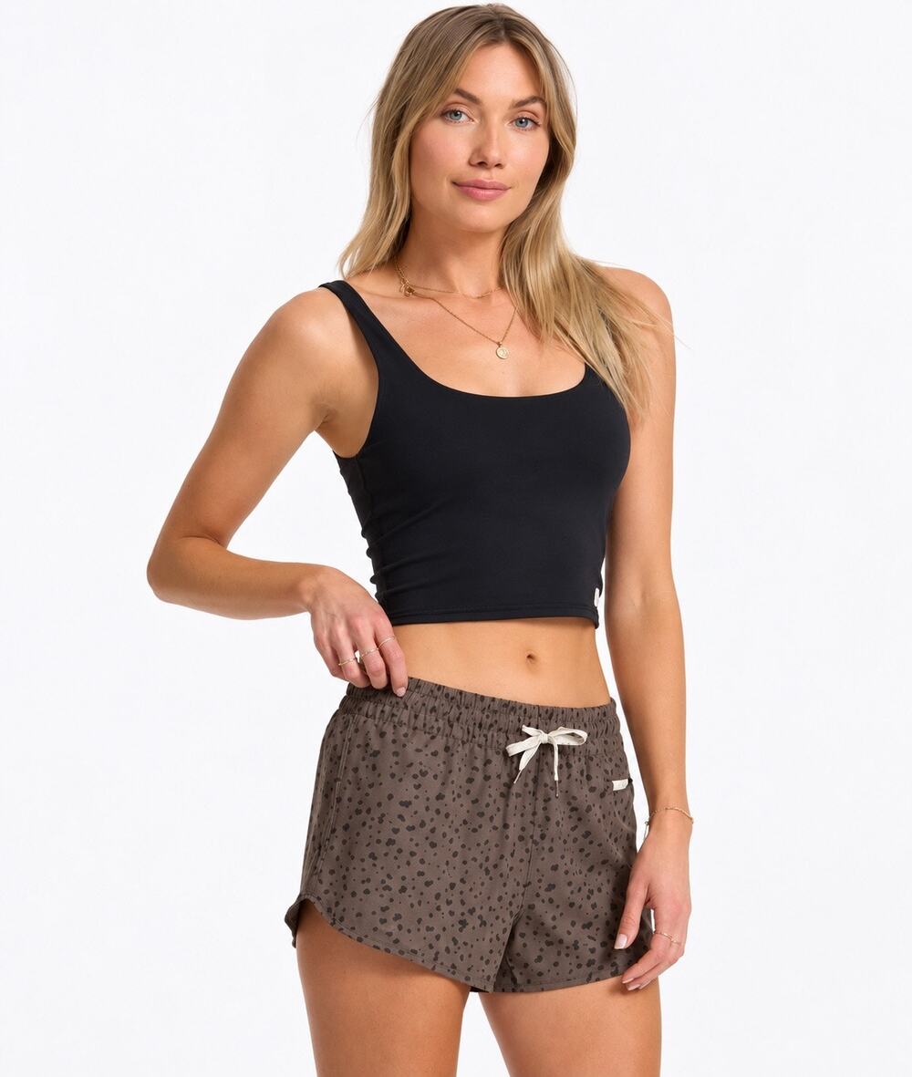 Vuori Daily Crop Tank Black Built-In Bra Size Medium